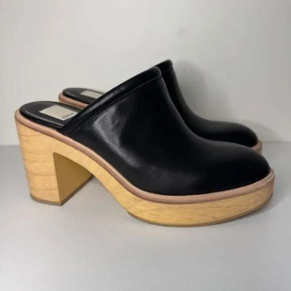 NWOB Dolce Vita Camdin Black Leather Mule Clog Platform Heel | Size 9.5 - Picture 5 of 10
